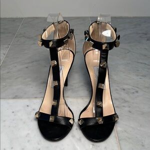 Jimmy Choo Black and Gold Studded Heels